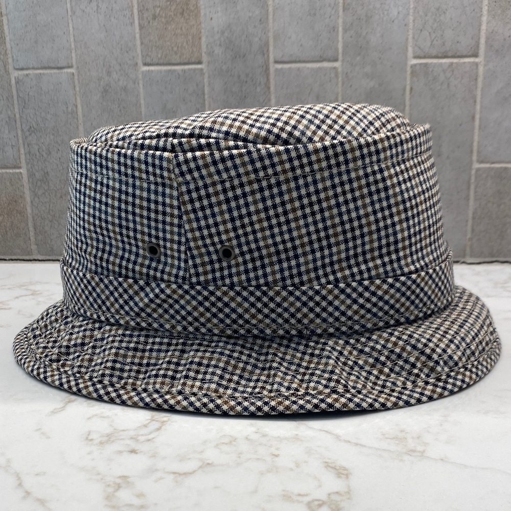 J. Crew Wool Bucket Hat Heritage Classic Preppy Gingham Black Brown Cream S/M